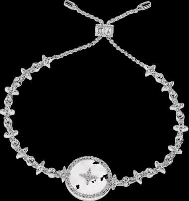 Bracelet femme APM Monaco ajustable en argent 925, étoile zirconium et nacre rose - Réf. AB3582XNA