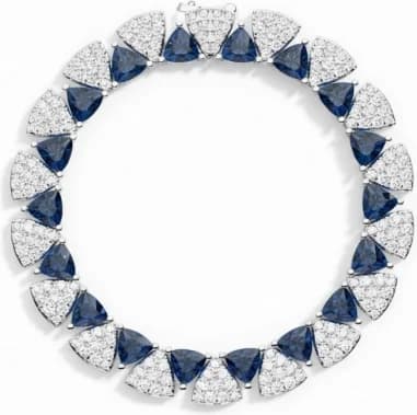 Bracelet APM Monaco Festival AB5107XDKB en argent 925, triangles articulés avec zirconiums blancs et pierres bleues - Unisexe
