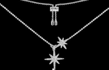 Collier ajustable pour femme APM Monaco doubles étoiles météorites argent 925 réf. 111370