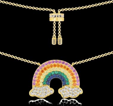 Collier APM Monaco AC4425MY en plaqué or jaune avec arc-en-ciel multicolore pour femme