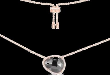 Collier APM Monaco AX027 pour Femme, Pendentif Anneau Noir et Or Rose en Argent 925
