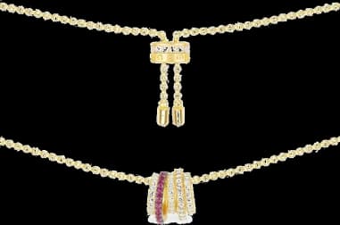 Collier APM Monaco AC4693XKRY en plaqué or jaune avec anneaux et cristaux pour femme