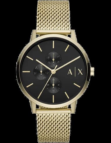 Montre Homme Armani Exchange AX2715 - Cadran Noir et maille milanaise Dorée