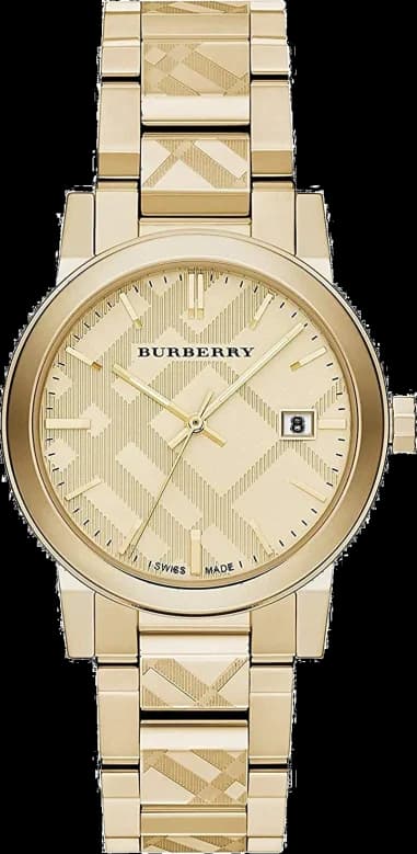 Montre Burberry BU9038 Acier Doré Cadran Check - Unisexe