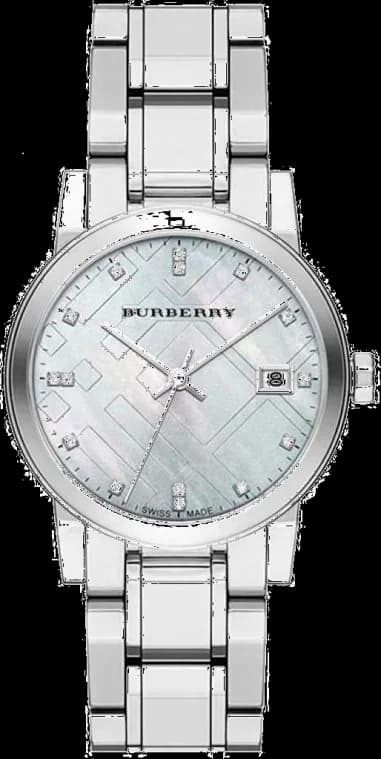 Montre Femme Burberry BU9125 The City en Acier, Cadran Nacre et Index Diamants