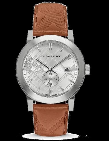Montre Homme Burberry BU9904 Cadran Argent Bracelet Cuir Marron