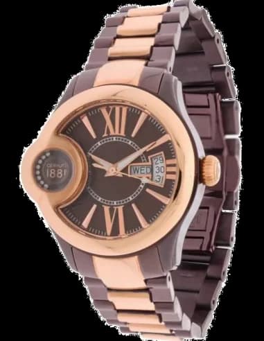 Montre Femme Cerruti 1881 CRM043L231F en Acier Bi-ton Or Rose et Cadran Marron