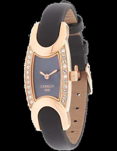 Montre Femme Cerruti 1881 CRO015S222A - Boîtier or rose, cadran noir, bracelet cuir