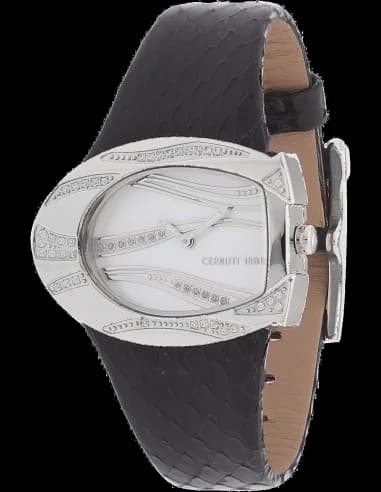 Montre Femme Cerruti 1881 CRP003B262A, Cadran Nacre, Boîtier Acier & Bracelet Cuir Noir