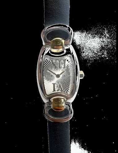 Montre Femme Cerruti 1881 CRR002Y212A - Boîtier argenté, cadran noir, bracelet cuir noir