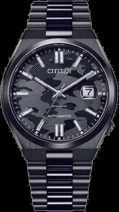 Montre Citizen Tsuyosa NJ0155-87E homme automatique bracelet acier noir camouflage