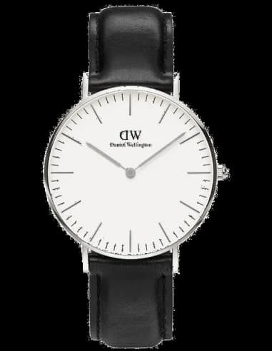 Montre Daniel Wellington Classic Sheffield DW00100053 - Cadran blanc 36mm, bracelet cuir noir - Unisexe