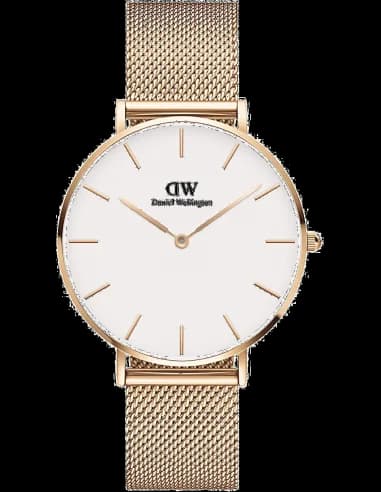 Montre Femme Daniel Wellington DW00100305 - Cadran Blanc 36mm, maille milanaise Or Rose