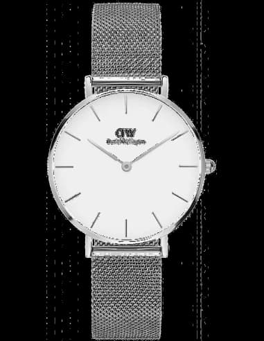 Montre Femme Daniel Wellington DW00100306 Classic Petite Sterling - Cadran Nacre 36mm, Boîtier et maille milanaise Argentés