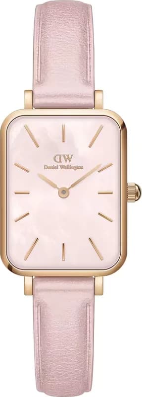 Montre Femme Daniel Wellington DW00100636 Quadro - Cadran Rectangulaire Rose Nacre, Boîtier Or Rose
