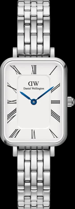 Montre Femme Daniel Wellington DW00100691 Quadro Rectangulaire Cadran Blanc maille milanaise Or Rose