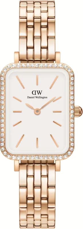 Montre Femme Daniel Wellington DW00100672 Quadro Lumine Boîtier Or Rose Cadran Blanc