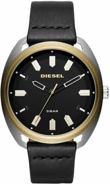 Montre Diesel DZ1835 Homme - Boîtier Cuir Noir Satiné, Bracelet Souple Noir