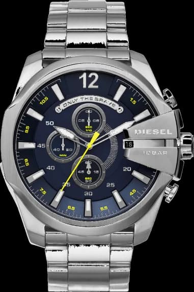 Montre Diesel Mega Chief DZ4465 pour Homme, Boîtier Acier Inoxydable Noir 51 mm