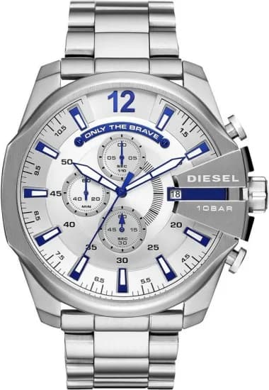Montre Diesel Mega Chief DZ4477 pour Homme, Cadran et Bracelet Acier Inoxydable Argent