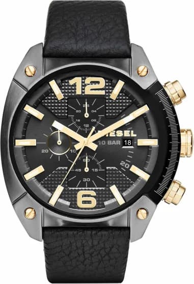 Montre Homme Diesel DZ4572 Griffed - Boîtier Cuir et Tissu Noir & Bracelet Denim Bleu