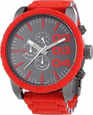 Montre Diesel Mini Daddy DZ7338 pour Homme - Cadran Beige, Boîtier Gris et Bracelet Cuir Marron