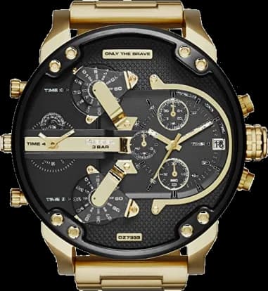 Montre Diesel Mr Daddy 2.0 Homme DZ7333 - Boîtier Or, Cadran Noir Multifonctions, 57mm