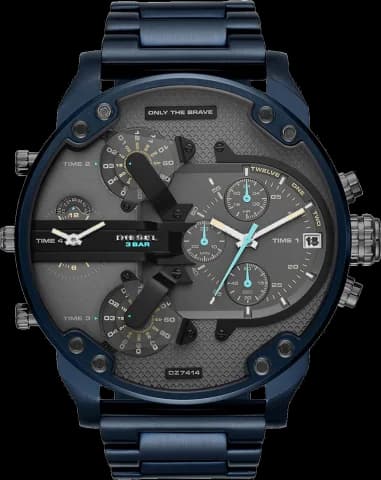 Montre Homme Diesel Mr Daddy 2.0 DZ7414 Chronographe XXL en Acier Bleu