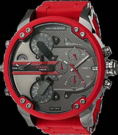 Montre Diesel Mr Daddy 2.0 DZ7370 pour Homme, Boîtier Acier Noir 57mm, bracelet en acier Rouge