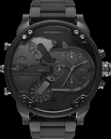 Montre Homme Diesel Mr Daddy DZ7396, Cadran Noir 57mm, Bracelet Acier Noir