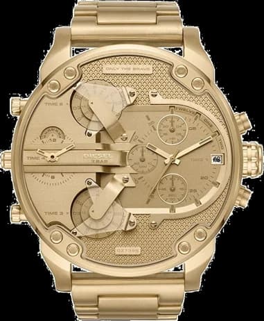 Montre Diesel Mr. Daddy DZ7399 pour Homme en acier doré jaune multi-cadrans taille 57mm
