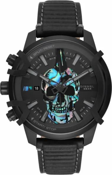 Montre Homme Diesel DZ4576 Griffed - Cadran Tête de Mort sur Bracelet Cuir Noir