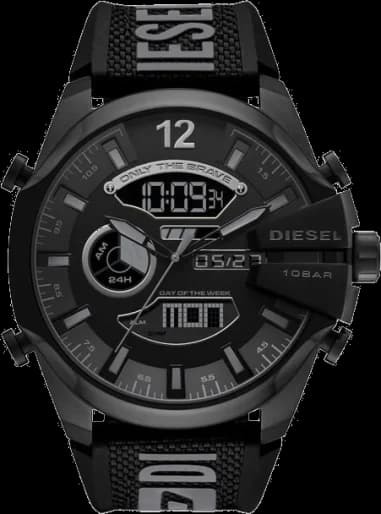 Montre Diesel Mega Chief DZ4593 pour Homme - Boîtier Noir 51mm, Cadran Multifonction, Bracelet Nylon/Nylon Noir