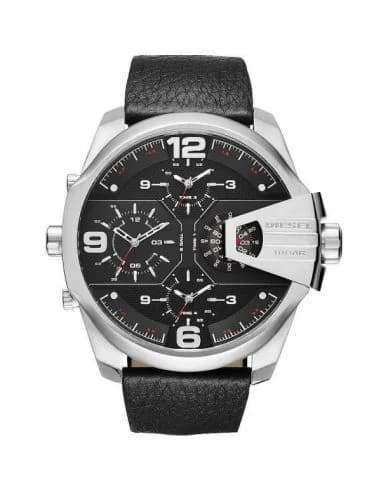Montre Diesel Uber Chief DZ7376 pour Homme - Cadran 55mm Noir, Bracelet Cuir Noir