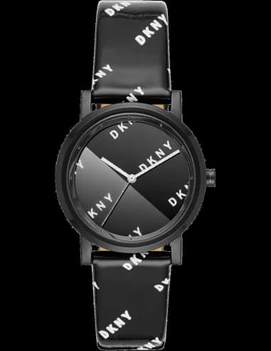 Montre Femme DKNY Soho NY2805, Boîtier et Cadran Noir, Bracelet Cuir
