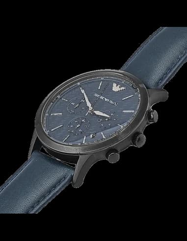 Montre Emporio Armani AR2481 Renato Chronographe Cuir bleu vue 3