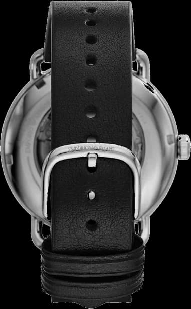 Montre Emporio Armani Meccanico AR60026 Cadran squelette bracelet cuir noir vue 2
