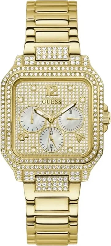 Montre Femme Guess Deco GW0472L2 - Boîtier et bracelet acier doré, cadran multifonction à strass