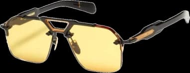 Lunettes de Soleil Jacques Marie Mage Silvertone aviator jaunes/noires en aluminum magnesium