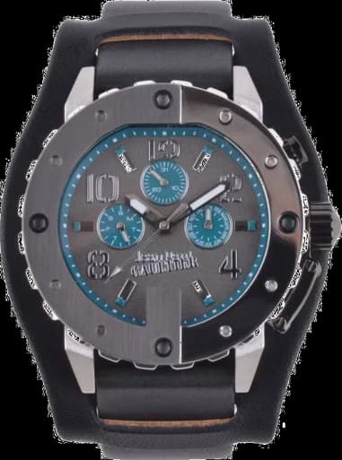 Montre Homme Jean Paul Gaultier 8500202 en Acier et Cuir Noir