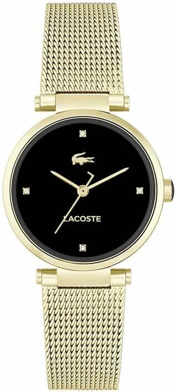 Montre Lacoste Orba 2001336 pour Femme - Boîtier et Bracelet maille milanaise Doré, Cadran Noir