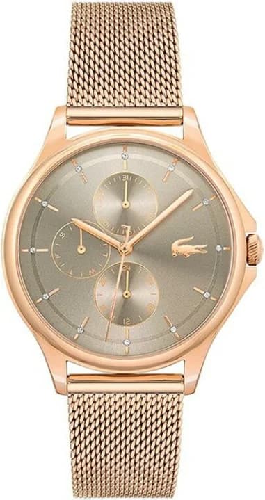 Montre Femme Lacoste Pleats 2001238 - Cadran Multifonctions Gris, Boîtier et Bracelet maille milanaise Or Rose