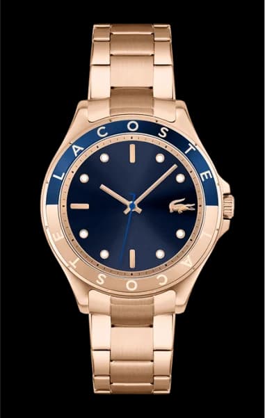 Montre Lacoste Swing 2001268 pour Femme - Cadran Bleu, Bracelet Acier Bicolore Or Rose