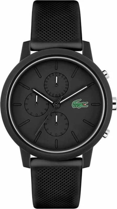 Montre Homme Lacoste Réf. 2011243 Chronographe Quartz Cadran Noir Bracelet Silicone