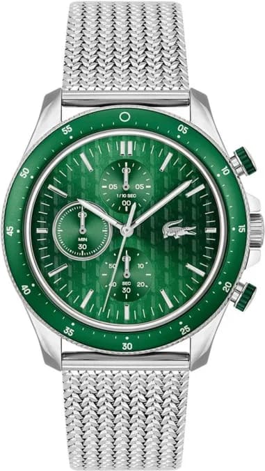 Montre Homme Lacoste Neoheritage 2011255 - Cadran Vert, Boîtier Bicolore et Bracelet maille milanaise Argenté