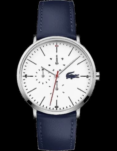 Montre Lacoste Homme 2010975 - Cadran Blanc Multifonctions, Bracelet Cuir Bleu