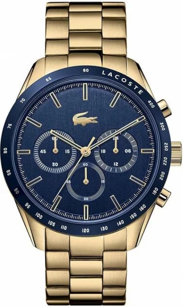 Montre Lacoste Homme Réf. 2011096 Boston - Boîtier Acier Doré, Cadran Bleu