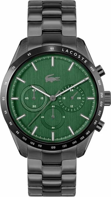 Montre Homme Lacoste Boston 2011270 - Boîtier Acier Noir, Cadran Vert Multifonctions