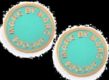 Boucles d'oreilles Marc Jacobs pour femme, disque turquoise acier doré - Réf. 106672