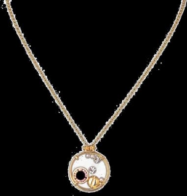 Collier Marc by Marc Jacobs - Réf. 106731 - Disque émail noir sur chaîne or jaune 66 cm - Pour Femme